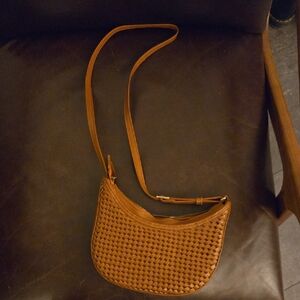 Woven Tan Crossbody Bag